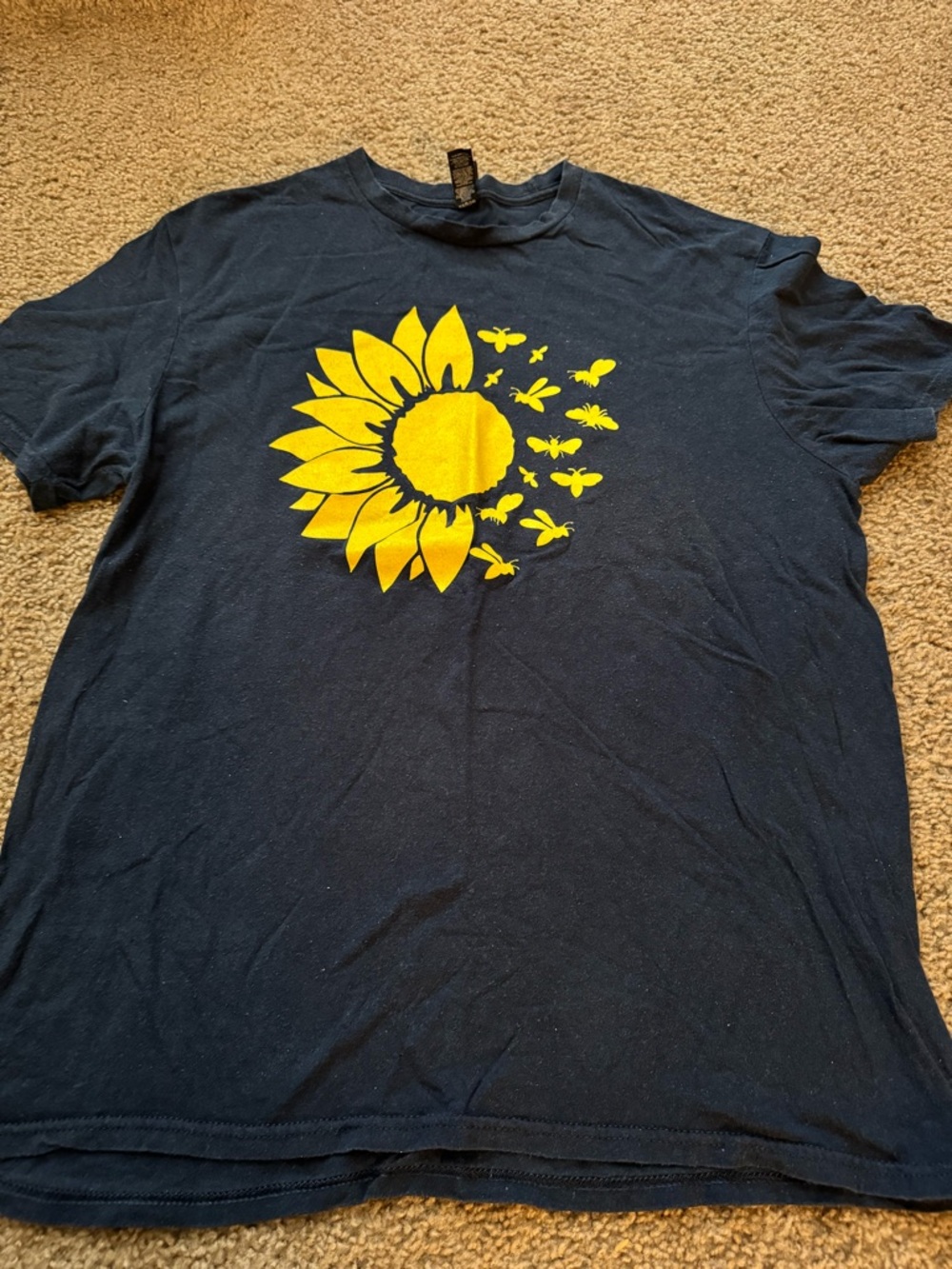Navy Tee with Yellow Sunflower Graphic